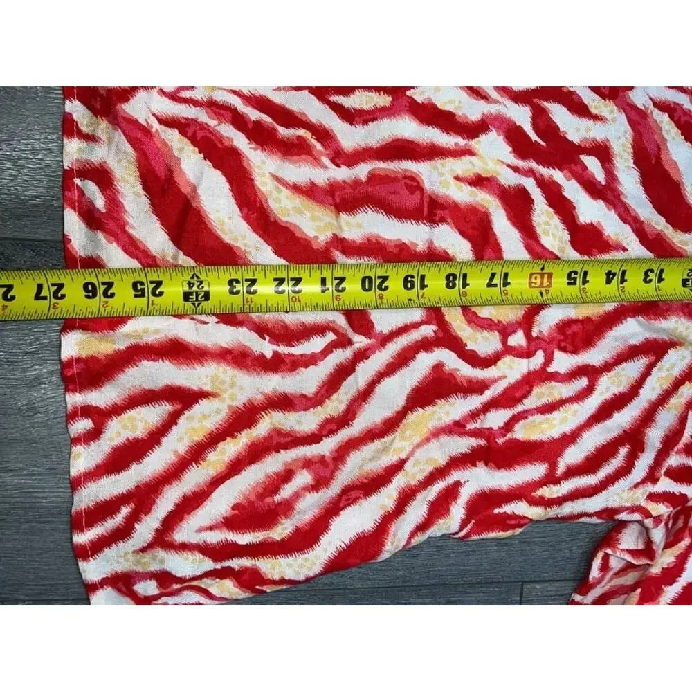 Sherry Taylor Red White Zebra ramie v-neck print 3/4 Sleeve Blouse 3X A005416 - Picture 7 of 8